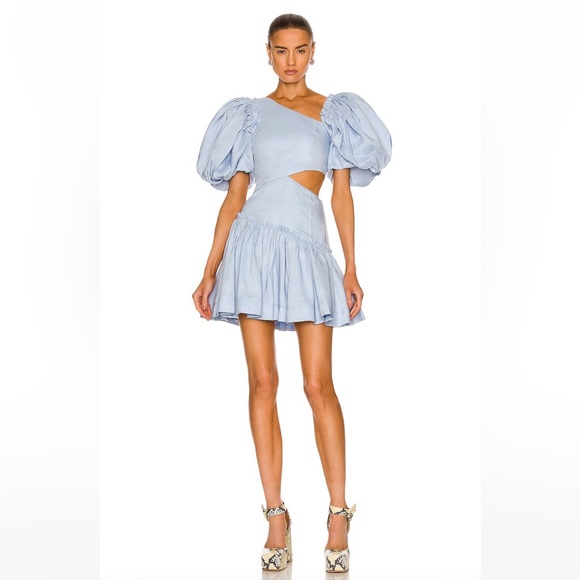 Aje Chateau Cut Out Mini Dress Sky Blue - Picture 6 of 9